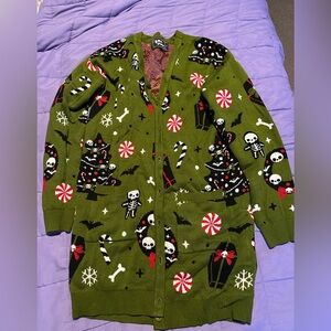 Spooky Holiday Green Cardigan